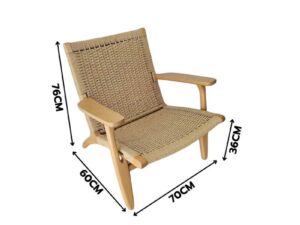 Minimalist Lounge Chair / Armchair with Woven Kraft Paper Cord Backrest (2)