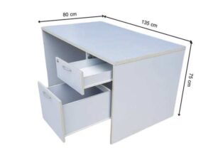 2-drawer desk, gray MDF frame, 135 cm wide