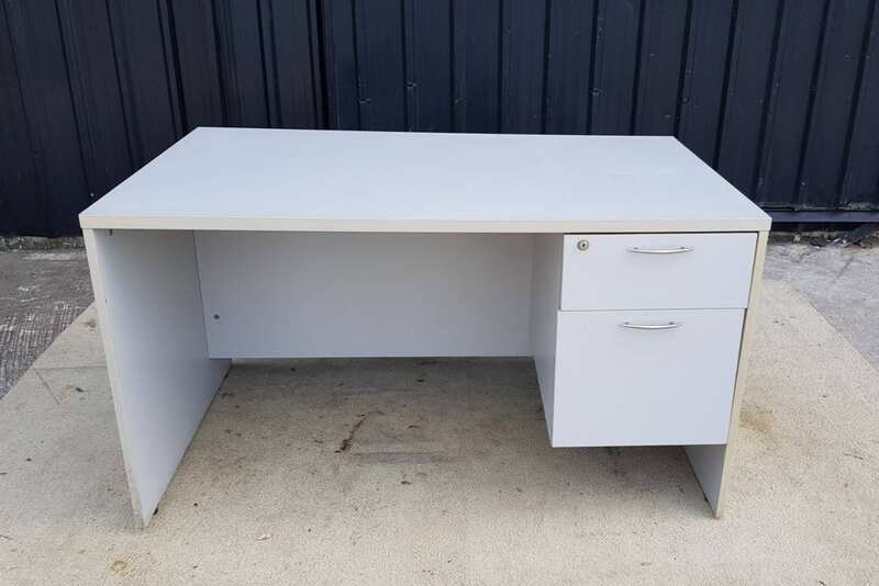 2-drawer desk, gray MDF frame, 135 cm wide