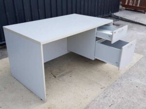 2-drawer desk, gray MDF frame, 135 cm wide