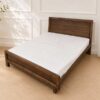 Brown solid wood bed (5-foot size) and white 5-foot mattress (IKEA Morgedal model)