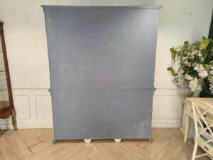 Classic Blue-Gray Wooden Display Cabinet with Drawers and Storage Doors