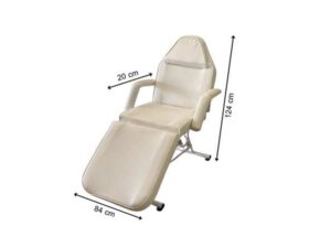 Massage bed, spa bed, beauty bed, leather upholstery, steel legs, cream color._5UFP2QNZNN