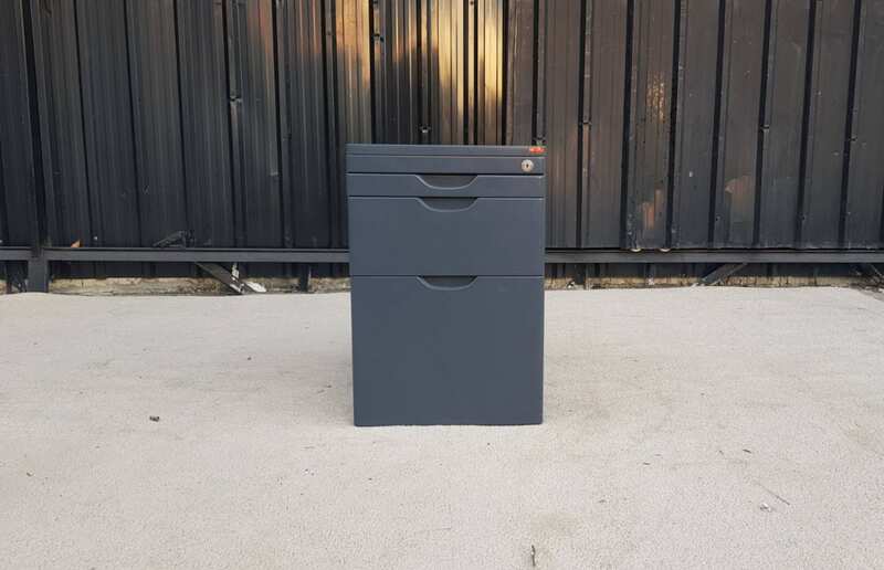 Dark Grey Mobile 3-Drawer Cabinet