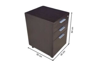 Mobile File Cabinet, 3 Drawers, Dark Brown