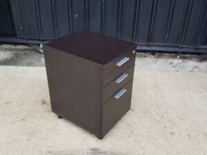 Mobile File Cabinet, 3 Drawers, Dark Brown