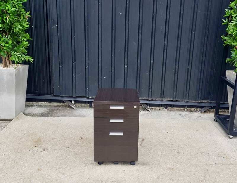 Mobile File Cabinet, 3 Drawers, Dark Brown
