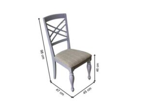 6-seat dining table set, wooden top, chairs, fabric cushions, cream color, Jelly Beans brand