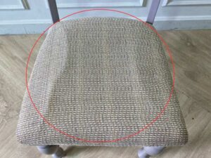 6-seat dining table set, wooden top, chairs, fabric cushions, cream color, Jelly Beans brand
