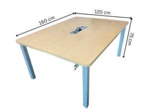 Conference table with power strip, steel legs, 160 cm
