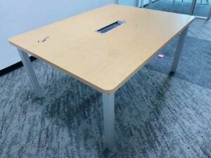 Conference table with power strip, steel legs, 160 cm