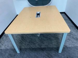 Conference table with power strip, steel legs, 160 cm