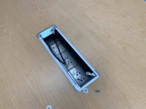 Conference table with power strip, steel legs, 160 cm
