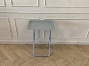 Folding table, multi-purpose table, plastic tray, steel legs