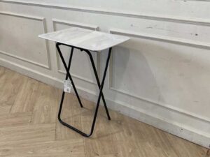 Folding table, multi-purpose table, plastic tray, steel legs