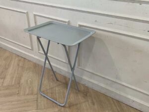 Folding table, multi-purpose table, plastic tray, steel legs