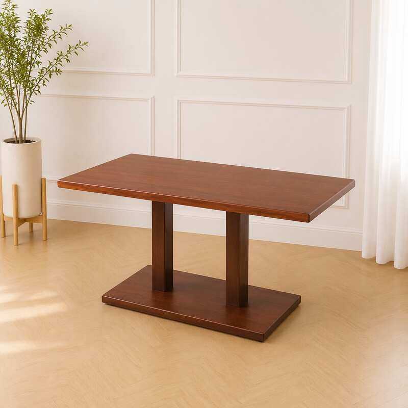 Bar table, cafe table, dining table, simple design Modern style, wooden table top, steel legs, rectangular shape, fabric surface._6OLK5BEYA5