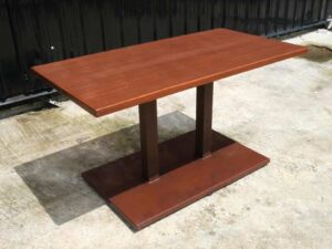Bar table, cafe table, dining table, simple design Modern style, wooden table top, steel legs, rectangular shape, fabric surface._6OLK5BEYA5