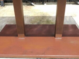 Bar table, cafe table, dining table, simple design Modern style, wooden table top, steel legs, rectangular shape, fabric surface._6OLK5BEYA5