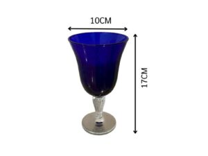 Cobalt blue goblet-shaped wine glass by Cristal d'Arques-Durand.