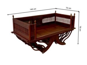 Wooden elephant saddle chair, carved, 140 cm wide