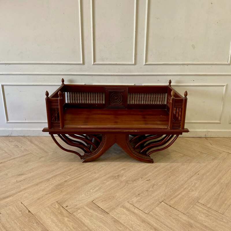 Wooden elephant saddle chair, carved, 140 cm wide