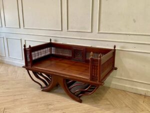 Wooden elephant saddle chair, carved, 140 cm wide