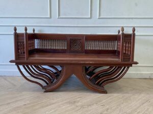 Wooden elephant saddle chair, carved, 140 cm wide