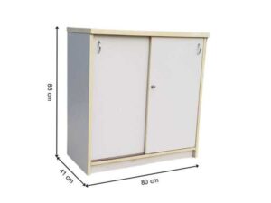 Two-door filing cabinet, wooden frame, white