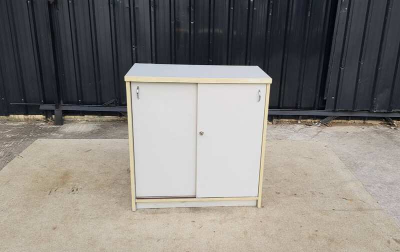 Two-door filing cabinet, wooden frame, white