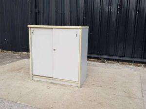 Two-door filing cabinet, wooden frame, white