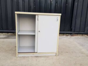 Two-door filing cabinet, wooden frame, white