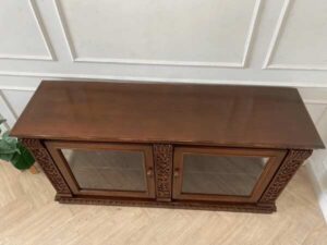 2-door wooden cabinet, glass top, vintage style_6VWTL68RED