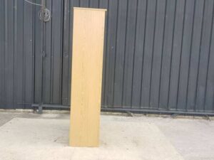 Wooden filing cabinet with 2 sliding doors and 3 shelves