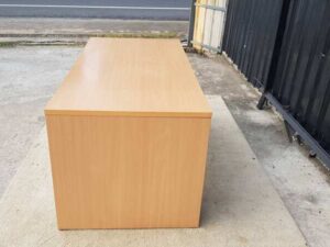 5-drawer desk, brown wooden frame