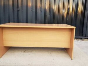 5-drawer desk, brown wooden frame