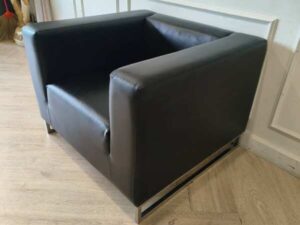 Modern Black Leather Armchair with Metal Legs, 1-Seater_72EPV1W79O