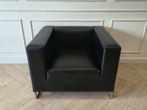 Modern Black Leather Armchair with Metal Legs, 1-Seater_72EPV1W79O