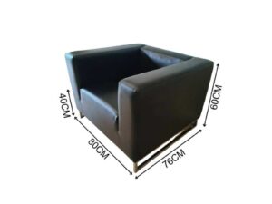 Modern Black Leather Armchair with Metal Legs, 1-Seater_72EPV1W79O