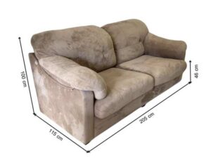 Two-piece 2-seater sofa set, light brown fabric upholstery.