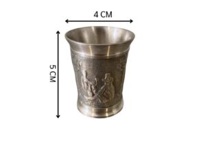 Drinking glass made of pure tin, with low-relief embossed patterns depicting daily life.