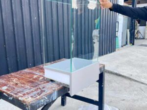 Glass display case, 49 cm wide