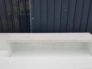 Wooden counter, guest counter, 3 drawers, white marble top (1)