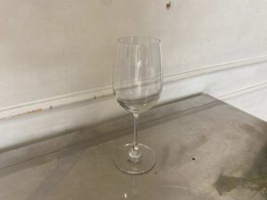 Clear wine glass with a long stem, IKEA brand, Storsint model.