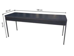Black 3-drawer desk with steel legs