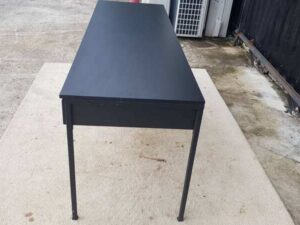 Black 3-drawer desk with steel legs