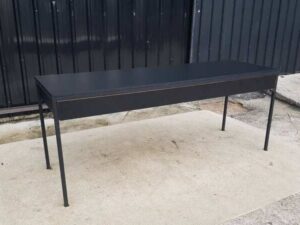 Black 3-drawer desk with steel legs