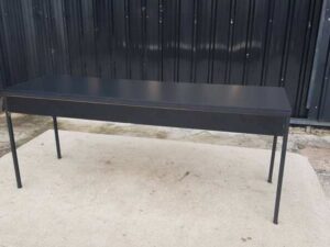 Black 3-drawer desk with steel legs