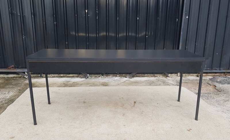 Black 3-drawer desk with steel legs