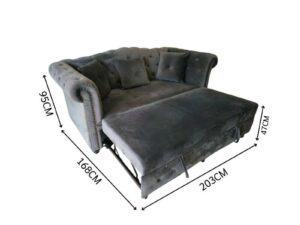 Chesterfield Velvet Sofa Bed, Dark Grey